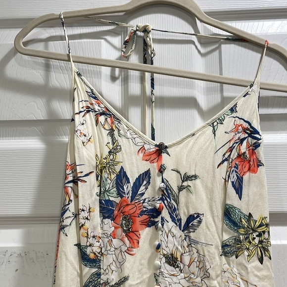 Minkpink Floral Button Front Halter Mini Dress M - Picture 2 of 9